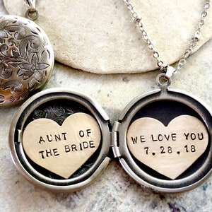 Grandma of the Bride necklace, Personalized locket necklace, We Love You, Wedding gift for aunt, thank you gift for Grandmother image 2