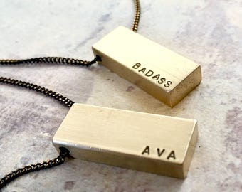 Bar Necklace, Badass necklace, Personalized women's necklace, Name Necklace, gift for her, gift for best friend, fearless badass necklace