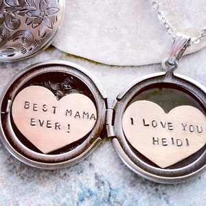 Happy Mothers Day Locket Necklace ,We love You Locket Necklace, Personalized jewelry, Custom hand stamped, Personalized locket necklace image 4