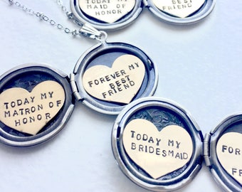Personalized bridesmaid gift, Will You Be My Matron of Honor, Be my MOH necklace, Maid of Honor gift, Bridesmaid gift, heart locket necklace