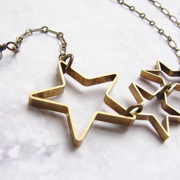 Star necklace - open star silhouette necklace modern geometric necklace, simple everyday brass jewelry