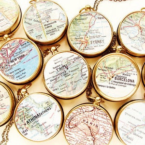 Custom map jewelry, map compass necklace, custom graduation gift necklace, Personalized Jewelry, Custom Map Necklace for the graduate image 1