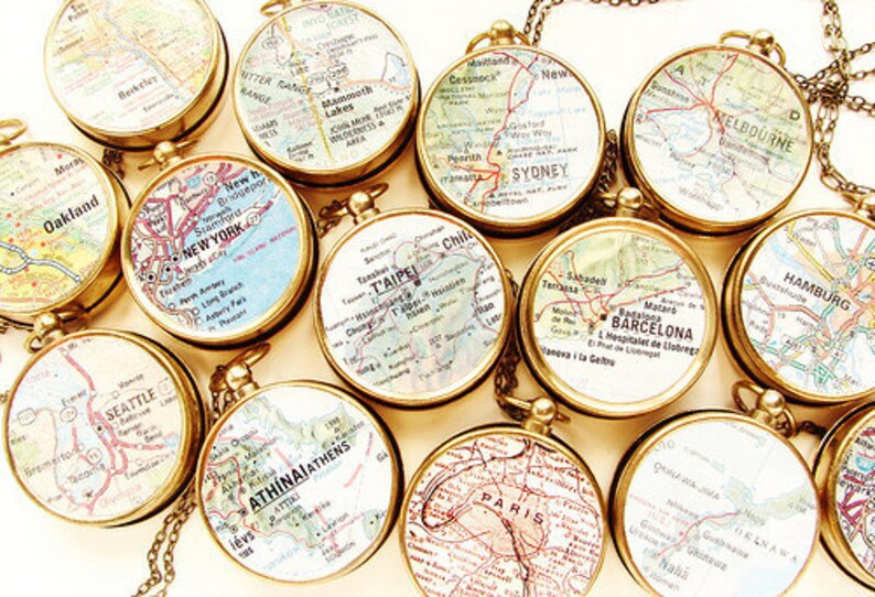 Custom map jewelry, map compass necklace, custom graduation gift necklace, Personalized Jewelry, Custom Map Necklace for the graduate image 1