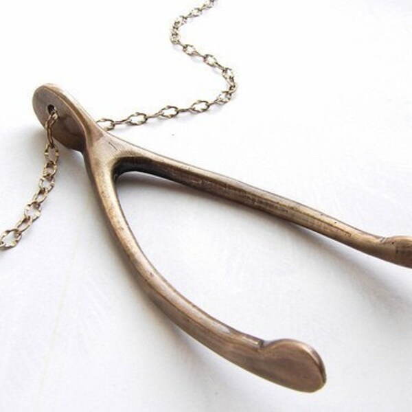 Big Wish- life size wishbone necklace - Bronze - a great gift