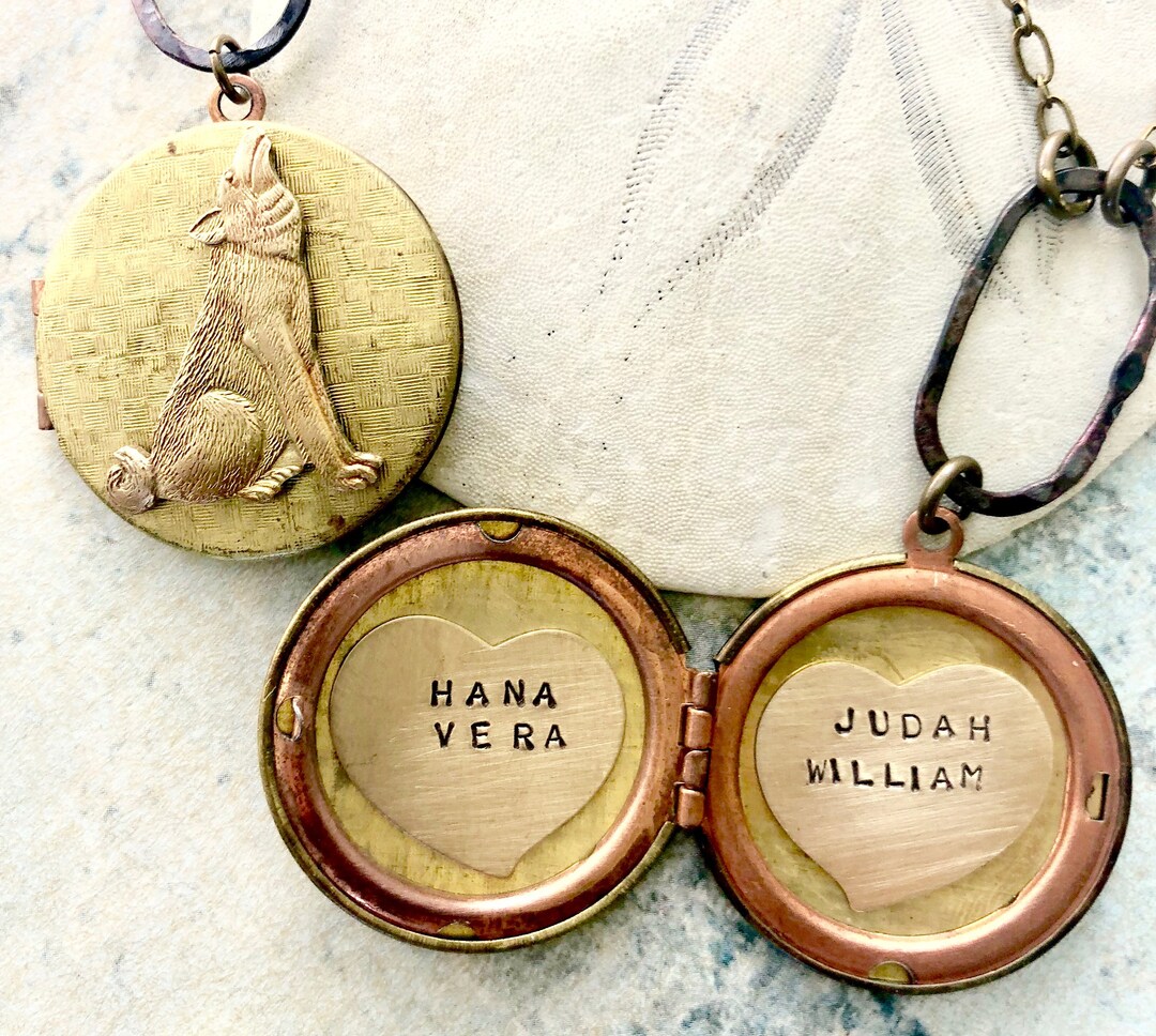Personalized Wolf Locket, Wolf Locket Necklace, Heart Locket, Wedding ...