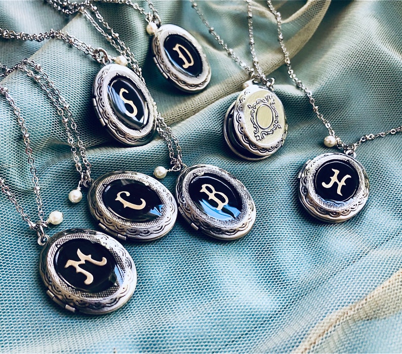 Initial locket necklace, anniversary date, Personalized jewelry, two initials, silver oval locket, personalized jewelry, personalized locket image 9