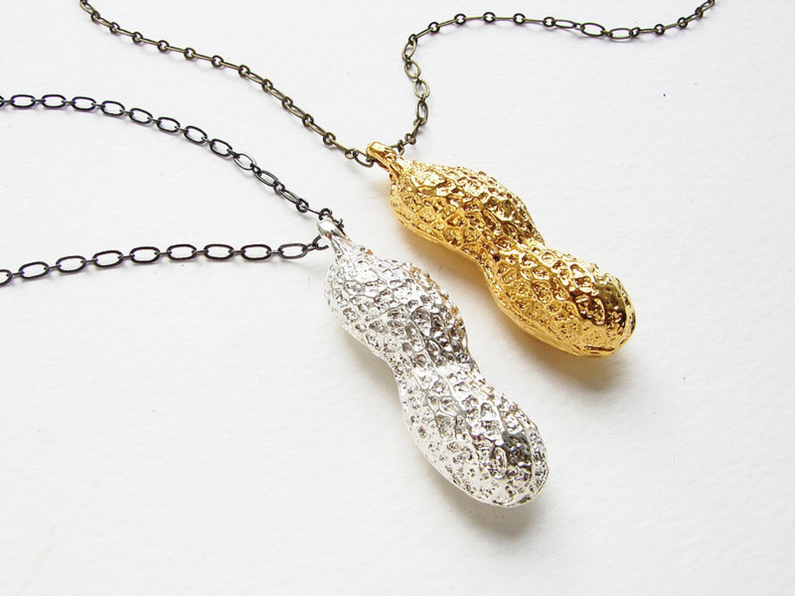 Gold Peanut Necklace Peanut Pendant Life Size Gilded Gold Etsy