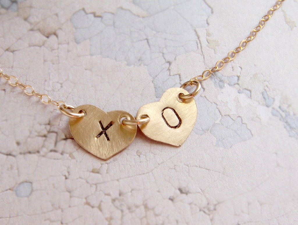 XO necklace personalized jewelry XOXO charm initial Etsy