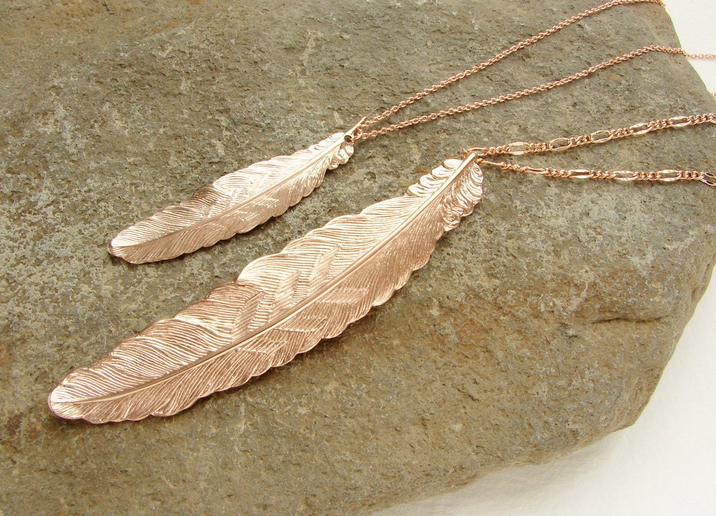 Rose gold 2024 feather necklace