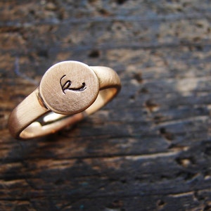 Personalized ring, initial ring, personalized pinky ring, stackable ring, rose gold copper color image 1