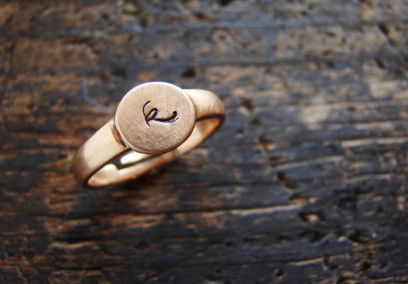 Personalized ring, initial ring, personalized pinky ring, stackable ring, rose gold copper color image 1