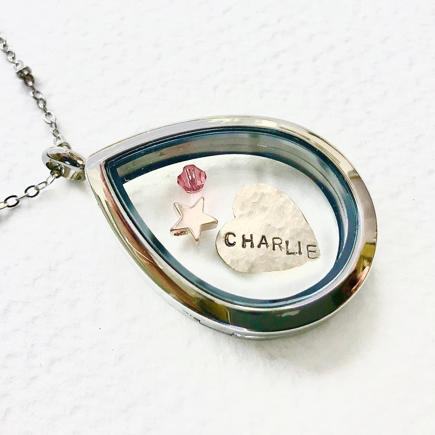 Personalized Locket Necklace, Heart Jewelry, Child initials Necklace, New Mom Gift, Personalized Necklace, Memory Locket, Floating Locket