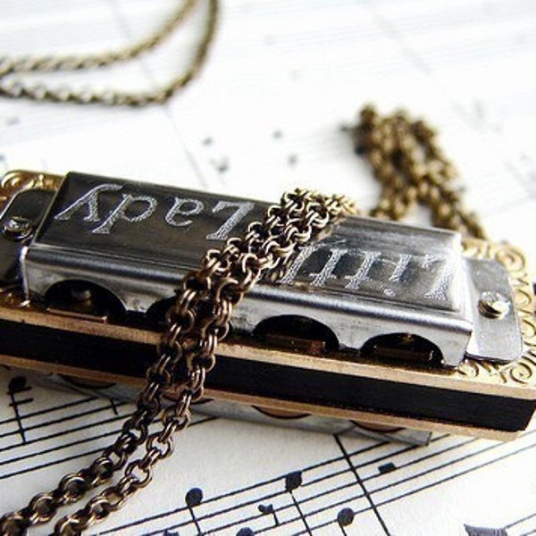 Harmonica Necklace - Little Lady made in Germany, graduation gift, mens necklace music instrument jewelry for men