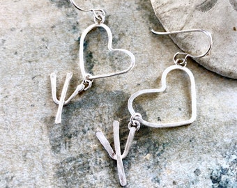 Psi earrings, Psychology symbol earrings, Psychology major jewelry, Psi and Heart jewelry, Greek letter earrings, graduation gift psi gift