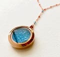Aquamarine Crystal Floating Locket Necklace, Rose Gold Y Chain product logo