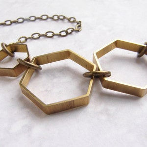 Vintage Honeycomb necklace hexagon necklace, modern geometric necklace, simple everyday necklace image 3