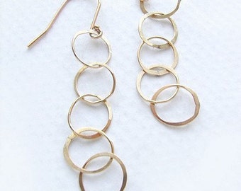 Gold link drop earrings, bridal drop earrings, wedding earrings chain link everyday simple gold earrings