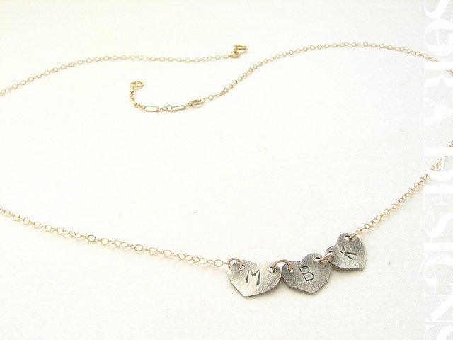 Heart Initial Necklace Personalized Mothers Day Gift Two - Etsy