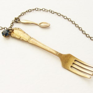 End Hunger Cause Necklace Realistic fork miniature spoon charm necklace image 2