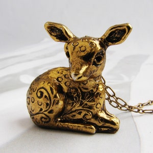 Deer Locket Necklace, perfume locket necklace, animal jewelry, woodland locket fawn locket necklace, secret compartment locket necklace