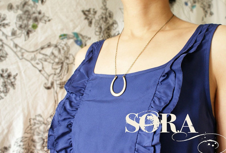 Horseshoe Equestrian Necklace Large Horseshoe Pendant Etsy