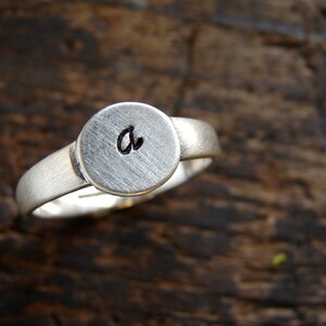 Initial ring, pinky ring, stackable ring, personalized jewelry, sterling silver signet customize initial