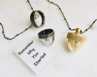 Acorn Capsule Locket Necklace, acorn locket necklace, personalized message acorn vial necklace, Inspirational necklace, Motivational quote