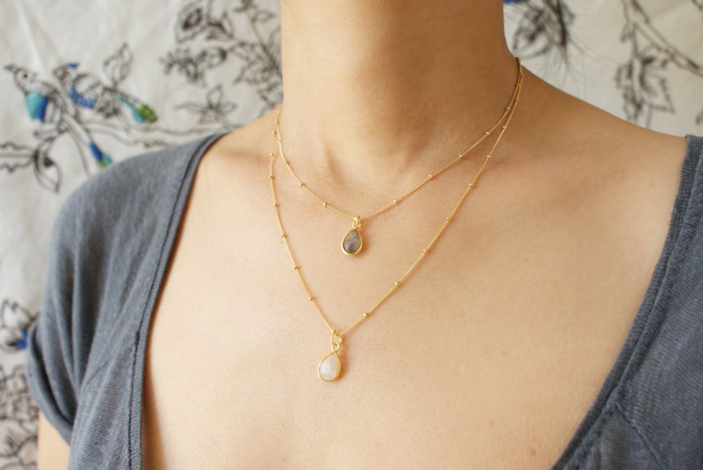 Moonstone necklace, Bridesmaid jewelry, moonstone pendant necklace, June Birthstone necklace, gemstone pendant June birthstone jewelry image 2