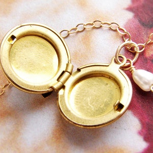 Bee locket necklace, Bridesmaid jewelry, bee charm locket, honey bee, Be Mine LOVE bug tiny gold bee locket necklace image 4