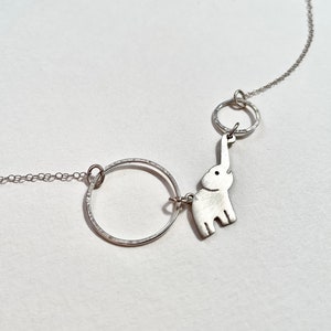 Lucky Loving Elephants necklace, sterling silver elephant couple circle necklace image 5