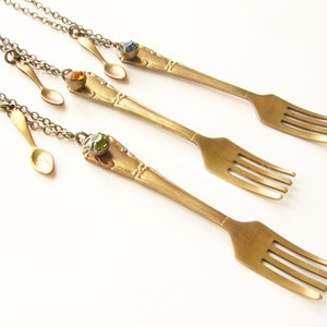 End Hunger Cause Necklace Realistic fork miniature spoon charm necklace image 1