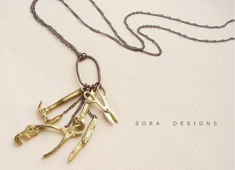Miniature Tools Necklace Statement Necklace Tiny Wrench Etsy