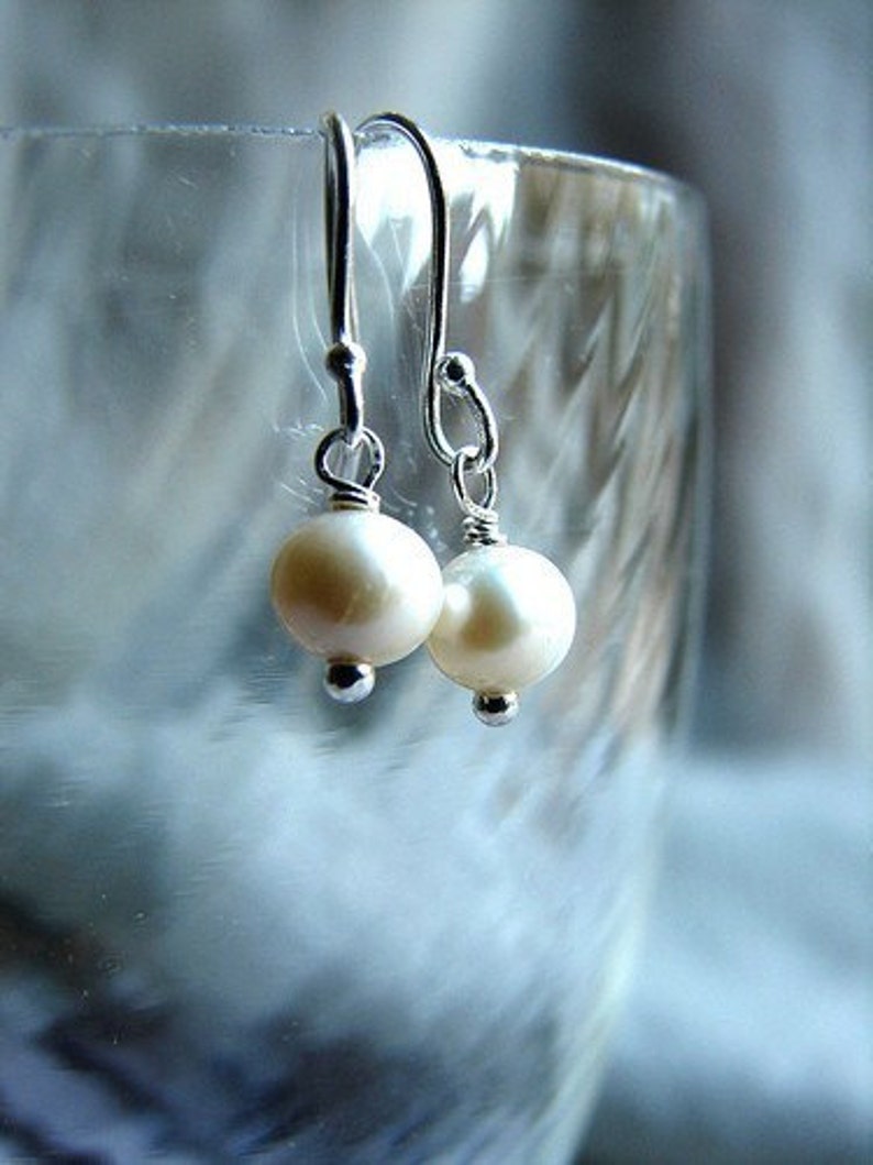 Simple Pearl Earrings Cultured Pearls Sterling Silver | Etsy