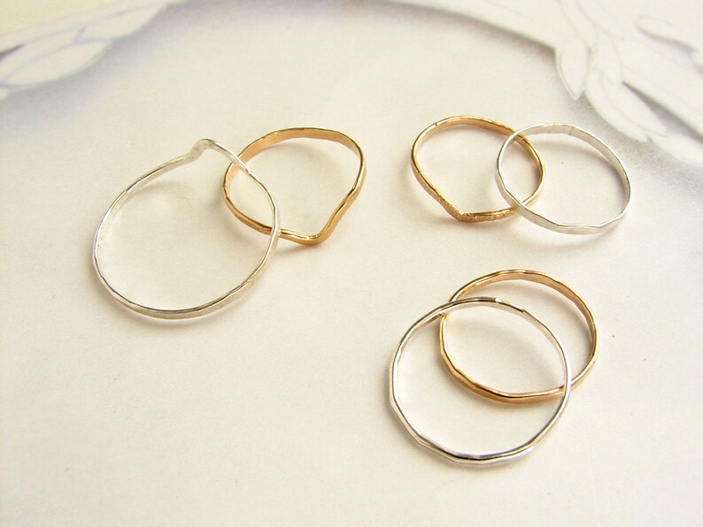 knuckle ring simple gold band sterling silver knuckle ring hammered spike ring Stacking ring