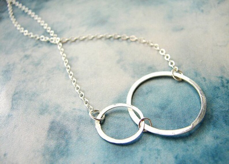 Double Circles Necklace Simple Connected Circles Bridesmaid Etsy