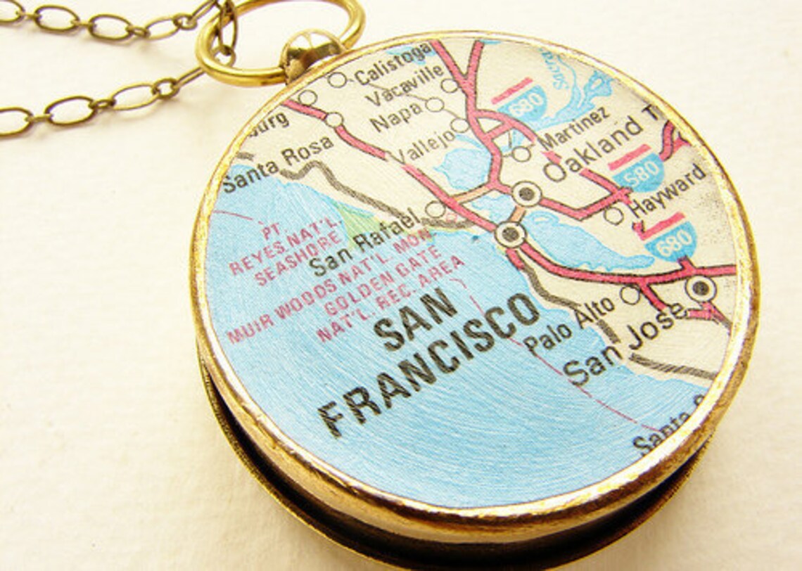 Personalized Map Necklace Custom Map Compass Personalized - Etsy