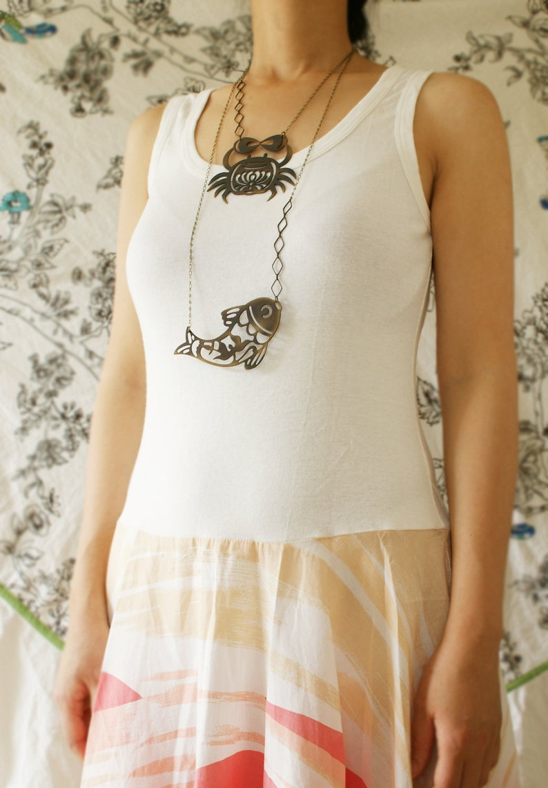 Statement Necklace Cancer necklace crab necklace crustacean Etsy