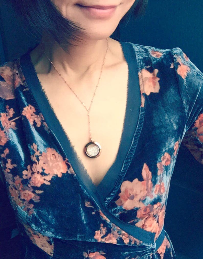 Y Necklace Rose Gold Y Necklace Rose Gold Locket Floating Etsy