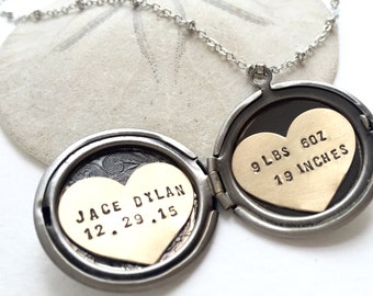 Personalized Necklace, New baby gift, Hand Stamped Jewelry, Personalized Jewelry, Gift for Grandma, gift for new mom