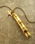 Brass Bamboo Whistle Necklace, Vintage Bird Pendant product logo