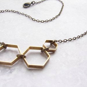 Vintage Honeycomb necklace hexagon necklace, modern geometric necklace, simple everyday necklace image 2