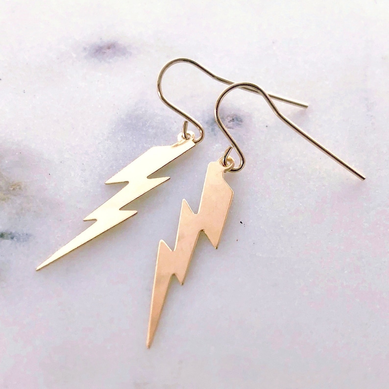 Lightning Bolt Earrings Gold Lightning Bolt Earrings Thunder Etsy