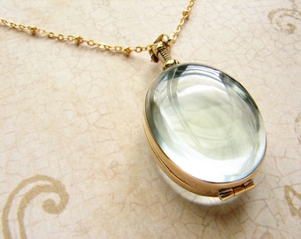 Oval beveled glass locket necklace, personalized oval heirloom custom glass locket necklace bridal wedding locket gift