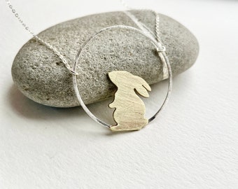 Bunny Necklace, Gold bunny Necklace, Rabbit Necklace, Rabbit Silhouette Necklace, Rabbit Lady Gift, Rabbit Mom Gift, Bunny Lover