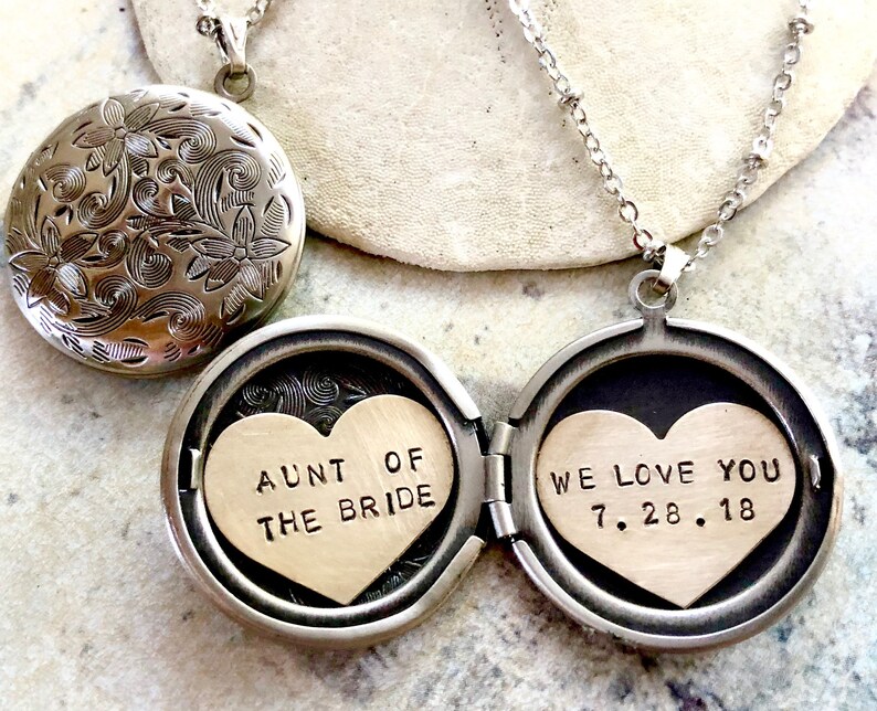 Grandma of the Bride necklace, Personalized locket necklace, We Love You, Wedding gift for aunt, thank you gift for Grandmother image 2