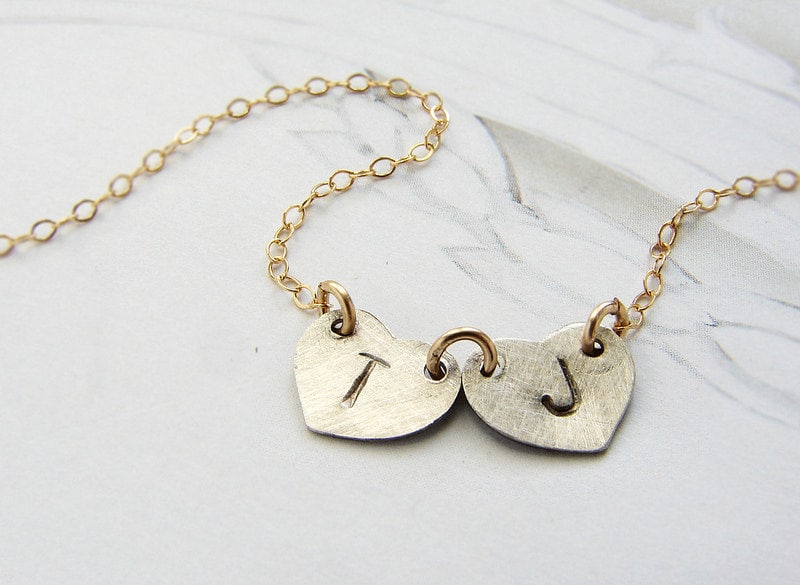 Double Initial Necklace Personalized 