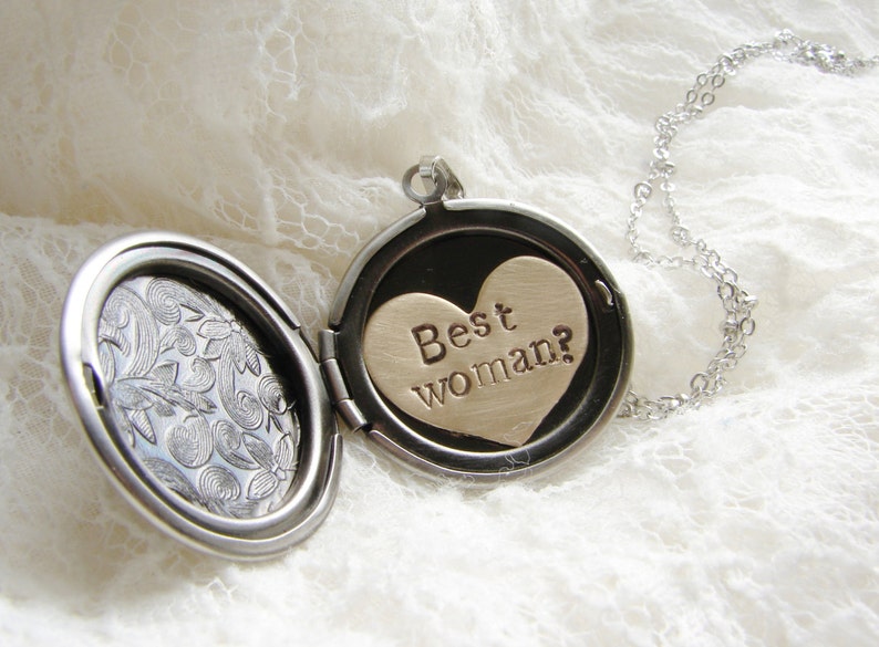 Personalized bridesmaid gift, Today My Maid of Honor, Be my MOH necklace, Maid of Honor gift, Bridesmaid necklace, heart locket necklace image 6