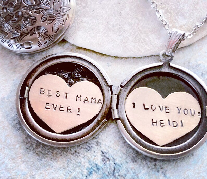 Happy Mothers Day Locket Necklace ,We love You Locket Necklace, Personalized jewelry, Custom hand stamped, Personalized locket necklace image 4