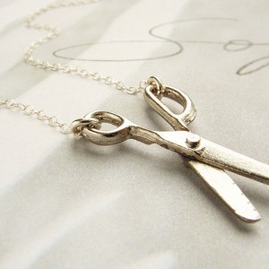 silver scissor necklace - miniature movable scissor sterling silver necklace