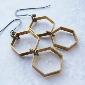 Vintage Honeycomb necklace hexagon necklace, modern geometric necklace, simple everyday necklace image 5